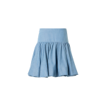 Flared Flounced Mini Viscose Denim Skirt