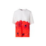 Silk T-Shirt Blouse with Poppy Print