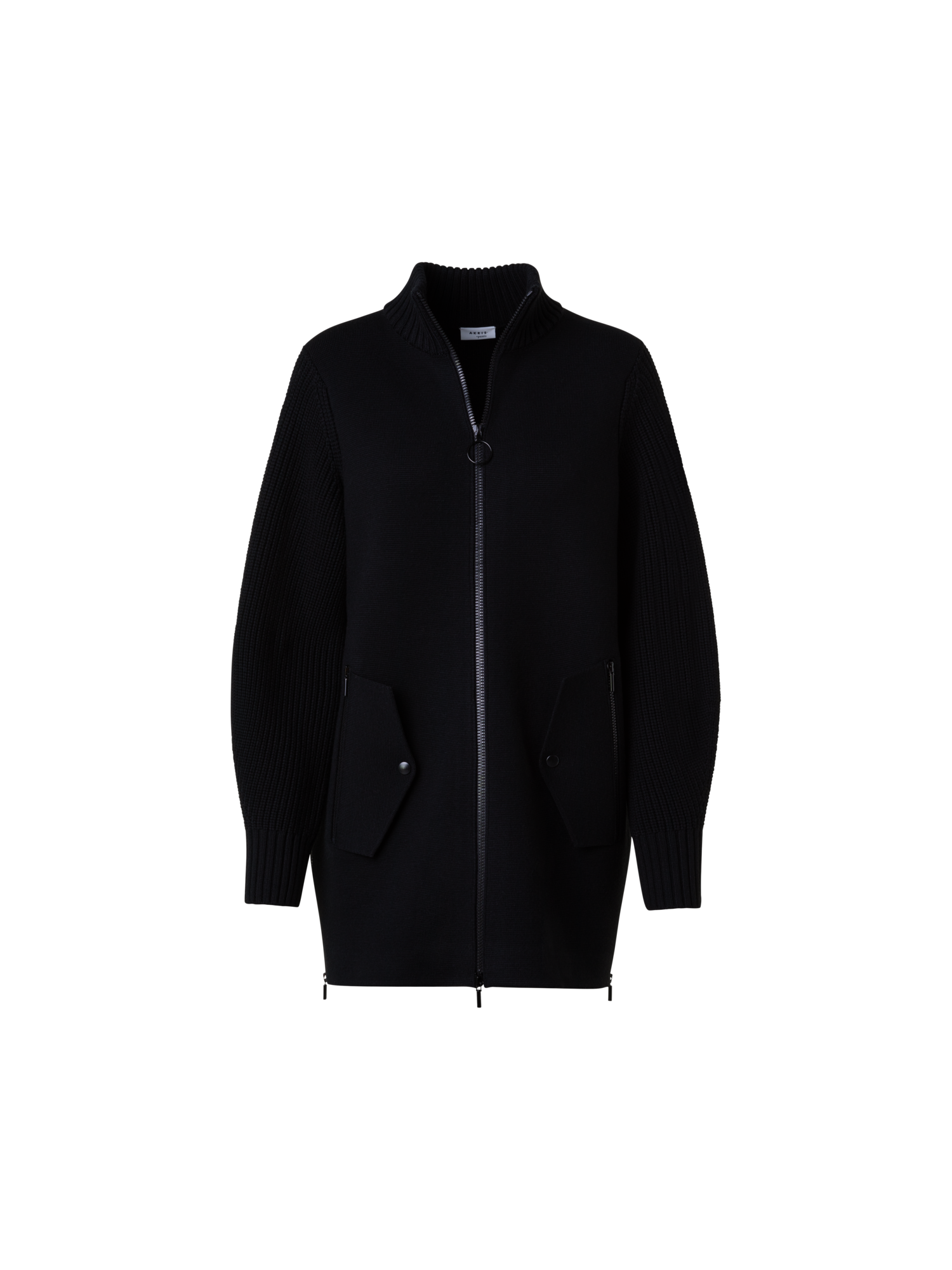 img_32970e43-e99d-4675-ab44-8b6570cb244b.png Long Knit Bomber Jacket in Stretch Merino Wool - Image 1