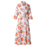 Midi Shirt Dress with Floral Carnation Print