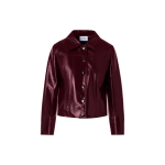 Long-Sleeve Shiny Crinkle Faux-Leather Jacket