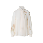 Tie Neck Silk Blouse with Anemone Print