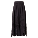 Flared Flower Eyelet Midi Skirt