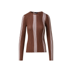 Wool Silk Ribbed Sweater with Irregular Stripes