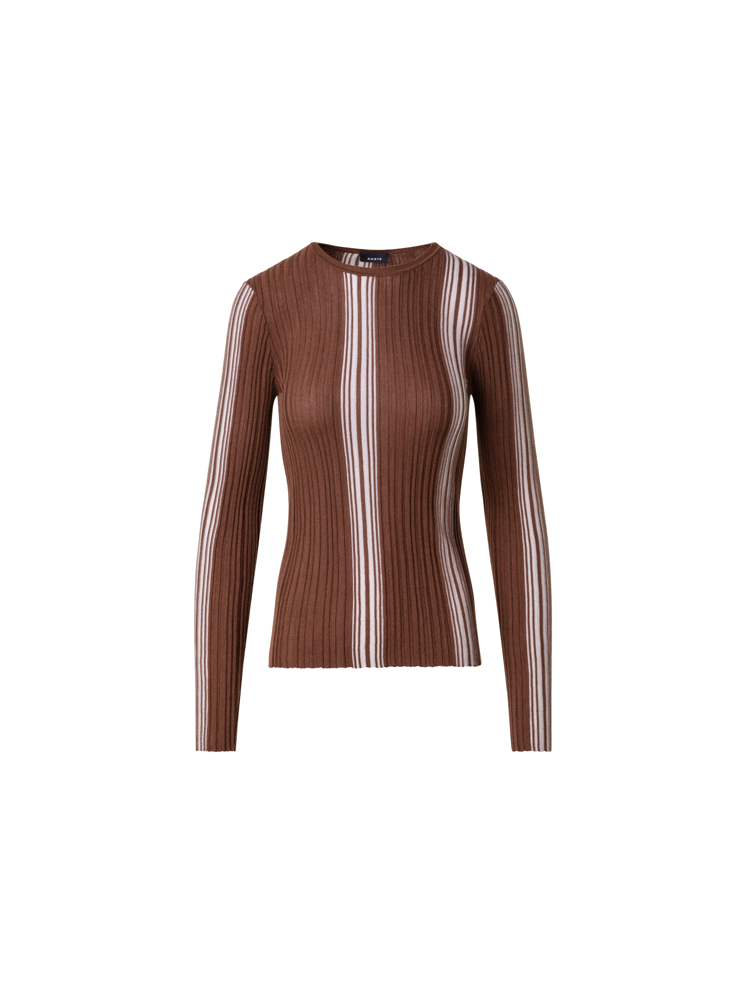 img_4e6d097c-df95-46bd-ace7-e543638c8d42.png Wool Silk Ribbed Sweater with Irregular Stripes - Image 1