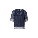 Short-Sleeve Trapezoid Organza Blouse