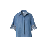 Denim Blouse with Eyelet Guipure