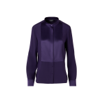Long-Sleeve Stretch-Silk Blouse