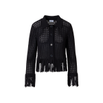 Short Long-Sleeve Chunky Cotton Mesh Knit Cardigan