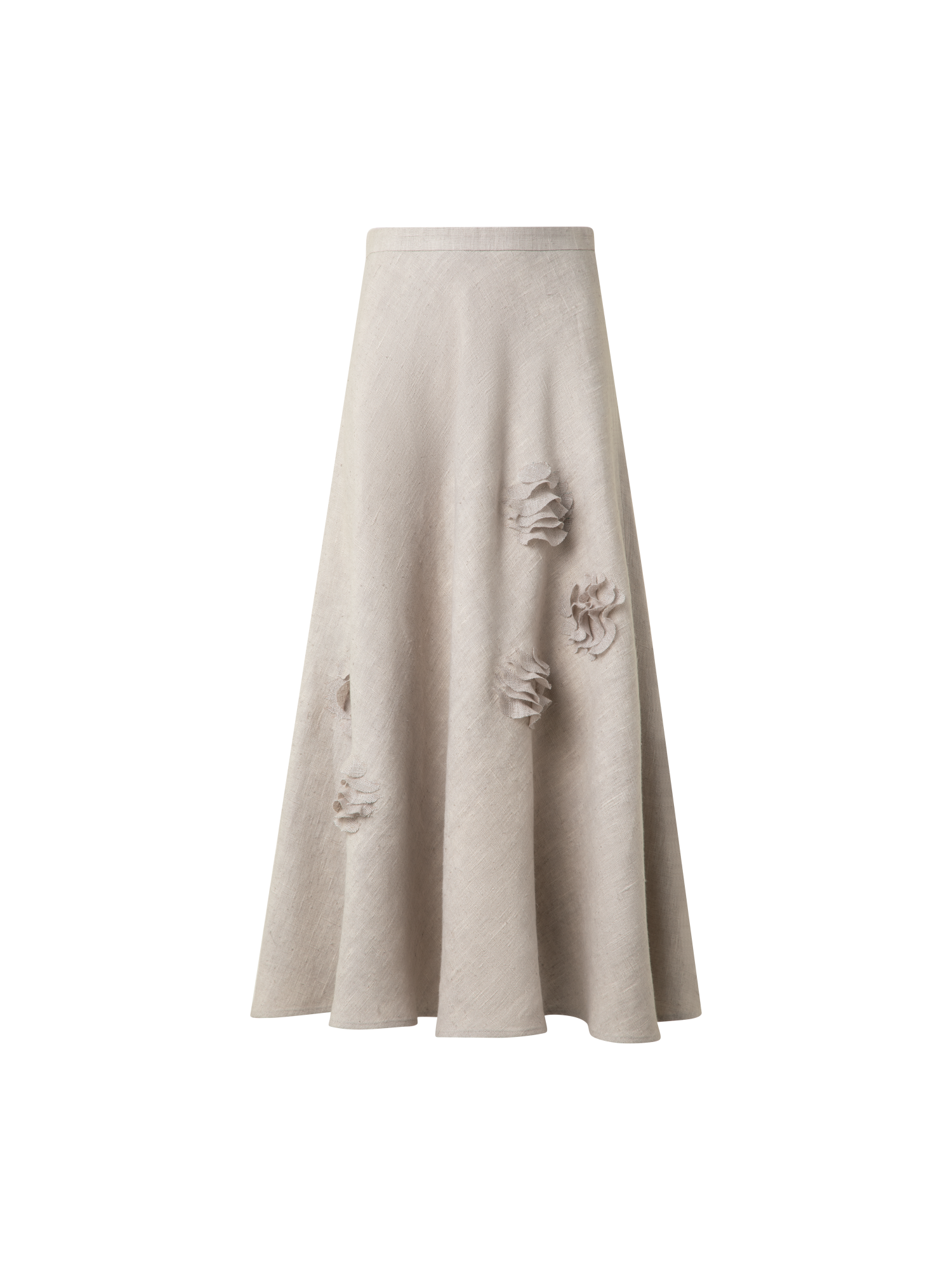 img_632b26e4-a165-4113-a413-0f57df4be04d.png Linen Midi Skirt with 3D Carnation Detail - Image 1