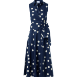 Polka Dot Wrap Midi Dress in Cotton Poplin