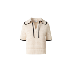 Chunky Cotton Knit Top with Contrast Trim