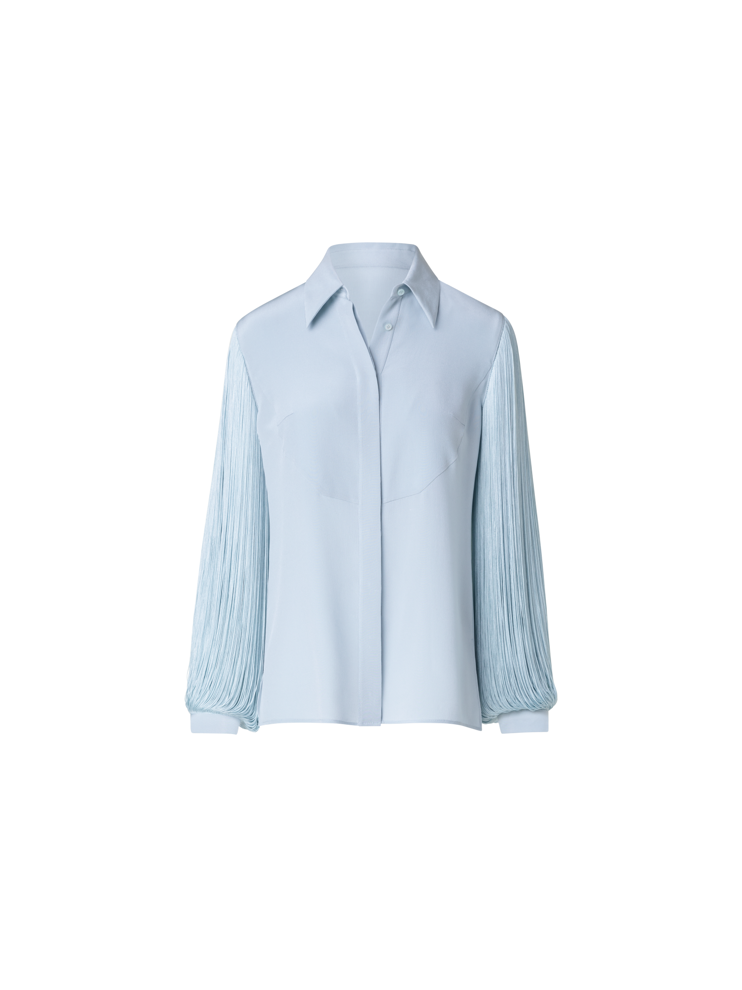 img_77fa2acd-09b2-44be-85ed-4266ed0ea377.png Silk Blouse with Fringe Sleeves - Image 1