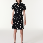 Polka Dot Cotton Shirt Dress with Puff Sleeves