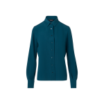 Long-Sleeve Silk Crêpe Tunic Blouse