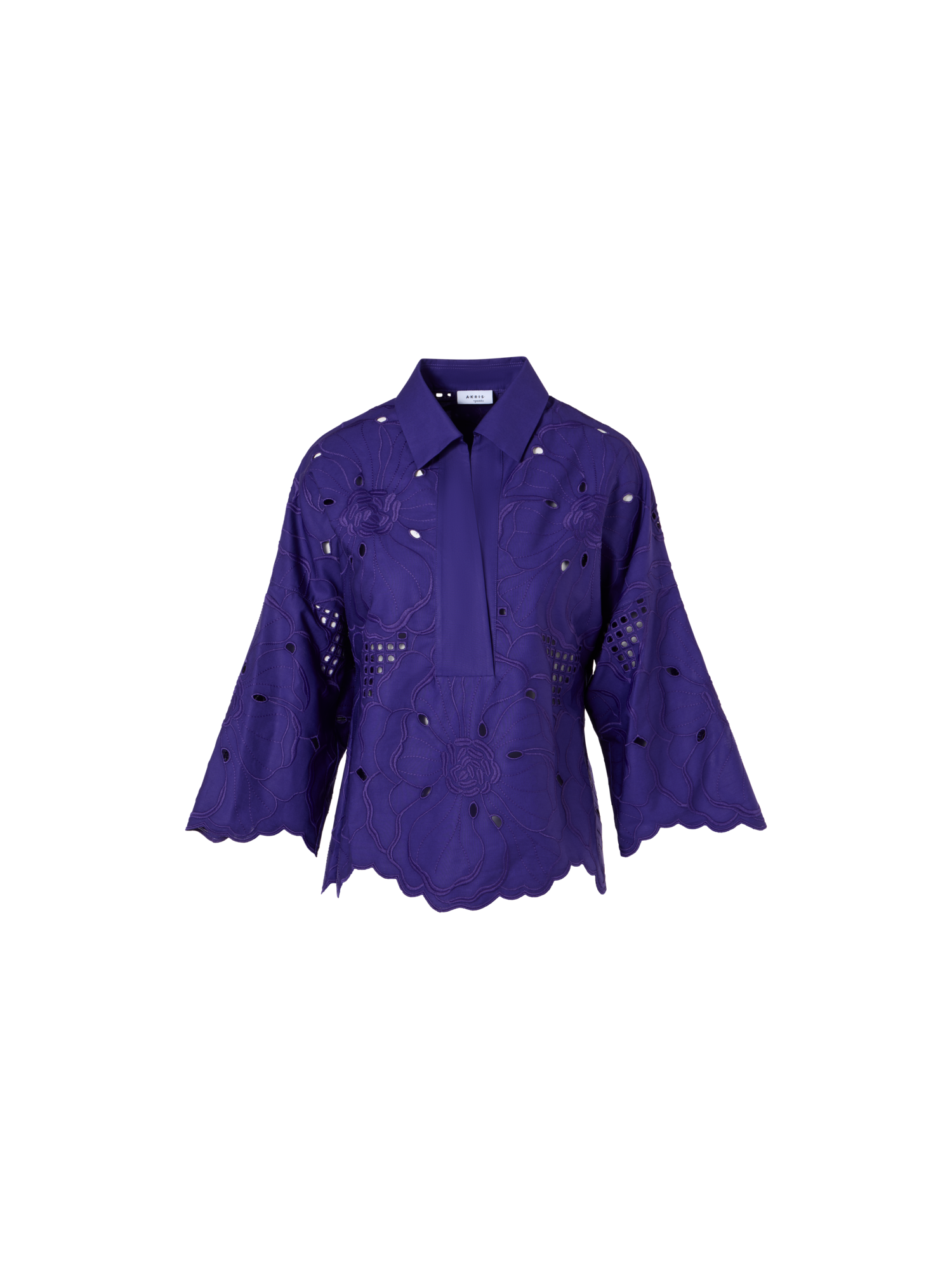 img_866b57f7-29be-4d69-bd97-a9056f6e5dfa.png 3/4-Sleeve Flower Eyelet Blouse - Image 1