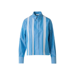 Boxy Blouse in Striped Cotton with Mesh Tape