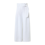Fiorella High-Rise Pleated Raw Linen Culotte Pants