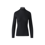 Fine Rib Cashmere Silk Mock Neck Pullover