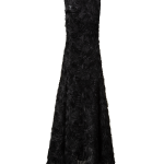 Flared Midi Dress in 3D Carnation Embroidery