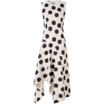 Sleeveless Fringed Polka-Dot Midi Dress