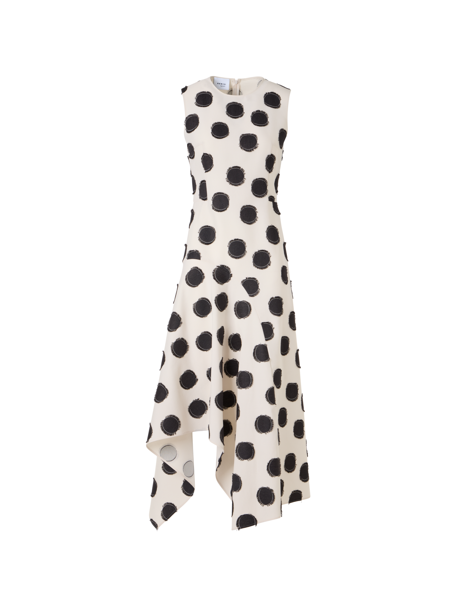 img_a68510c9-d6b6-49f3-a386-1df7b516fe58.png Sleeveless Fringed Polka-Dot Midi Dress - Image 1