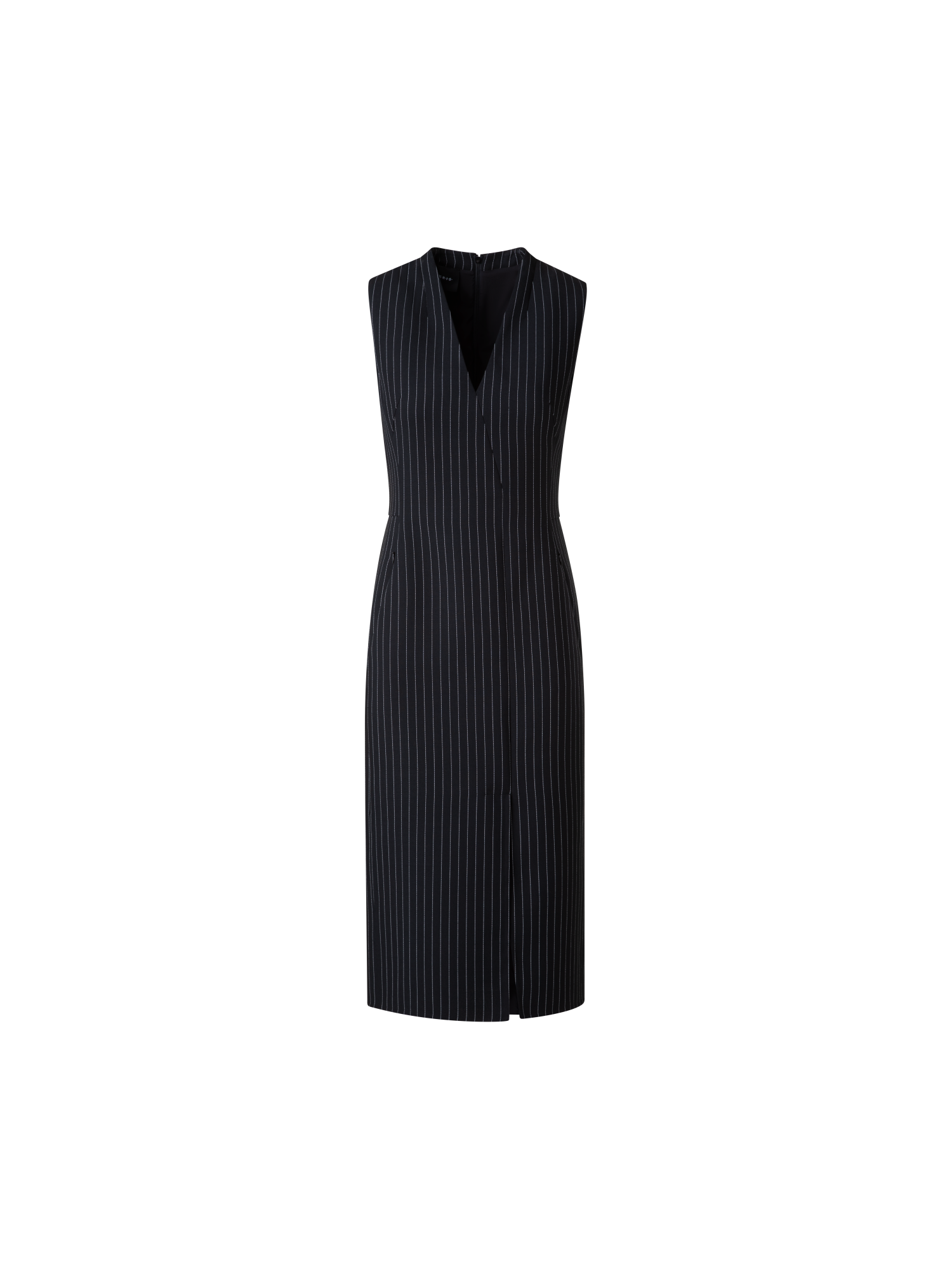 img_a7ef4cc0-0c94-4524-9497-690e17875d47.png Wool Double-Face Sheath Dress with Pinstripes - Image 1