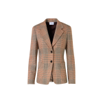Glen-Check Heavy Wool Twill Long-Sleeve Jacket