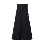 Cotton Double-Face Midi Skirt