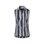 Scribble Wave Print Cotton Blouse
