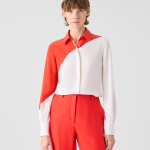 Silk Crêpe Blouse with Polygon Print