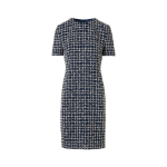 Short-Sleeve Tweed Check Sheath Dress