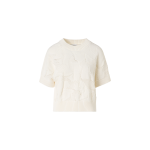 Short-Sleeve Chunky Cotton Ajouré Knit Sweater