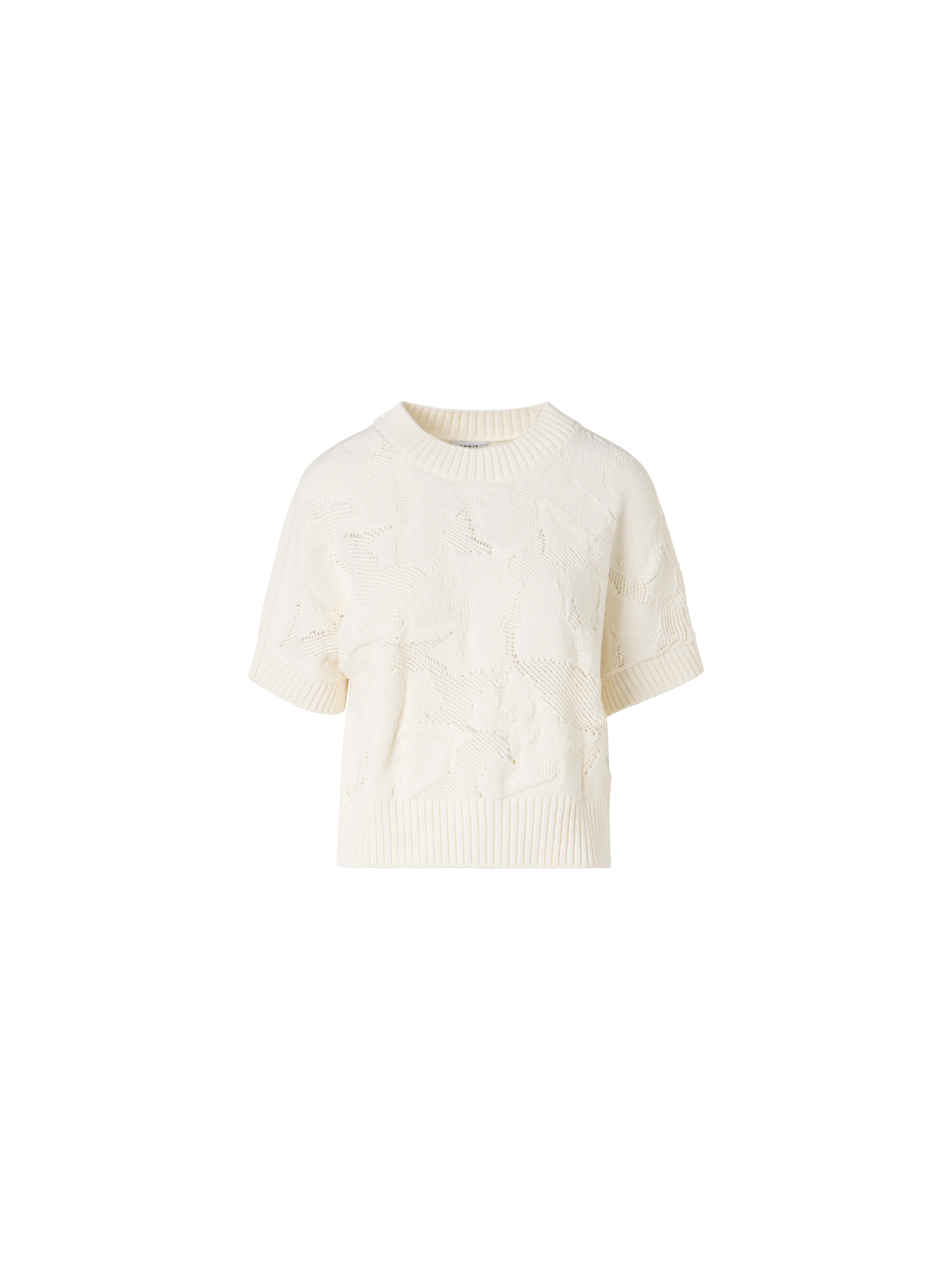 img_b48b2daa-4643-4ac8-972b-c32cc550b673.png Short-Sleeve Chunky Cotton Ajouré Knit Sweater - Image 1