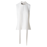 Sleeveless Tie Neck Blouse in Linen Blend