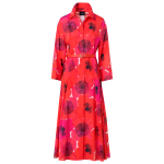 Cotton Midi Shirt Dress in Poppy Print