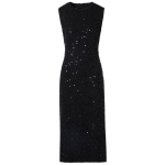 Sleeveless Cotton-Wool Tweed Midi Sheath Dress with Sequins