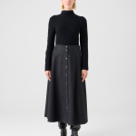 Flared Cotton Stretch Denim Skirt