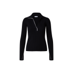 Ribbed Merino Wool Polo Neck Sweater