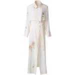Silk Trench Coat with Anemone Print