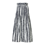 A-Line Scribble Wave Print Pleated Midi Skirt
