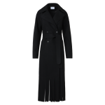 Fringed Felted Wool Trench Coat