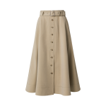 A-Line Cotton Stretch Denim Midi Skirt