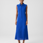 Midi Shirt Dress in Structured Cotton Silk