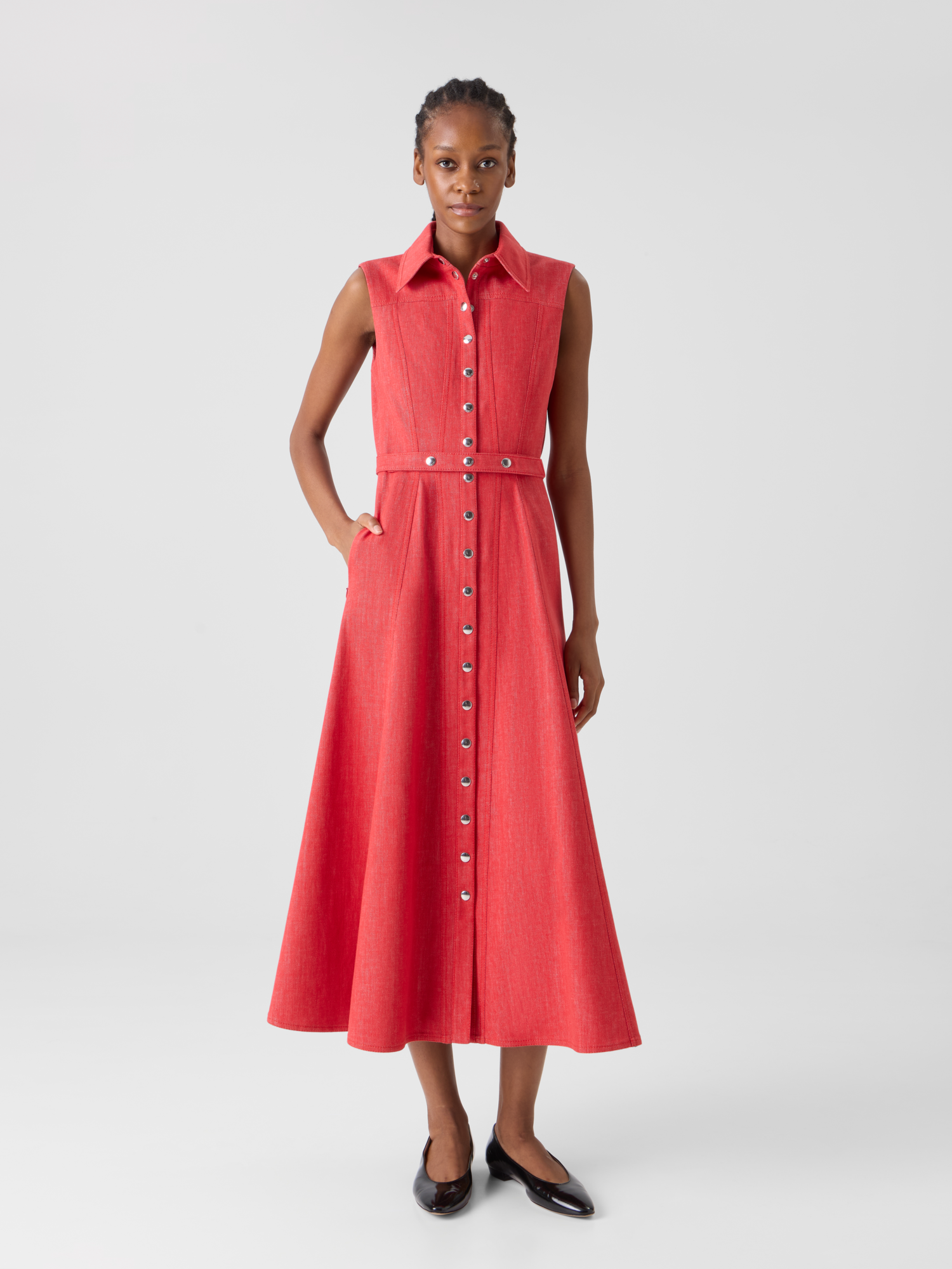 img_df6c7431-4622-4b29-a788-18599da0b27b.png Fit and Flare Denim Midi Dress - Image 1