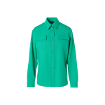 Long-Sleeve Wool Gabardine Blouse