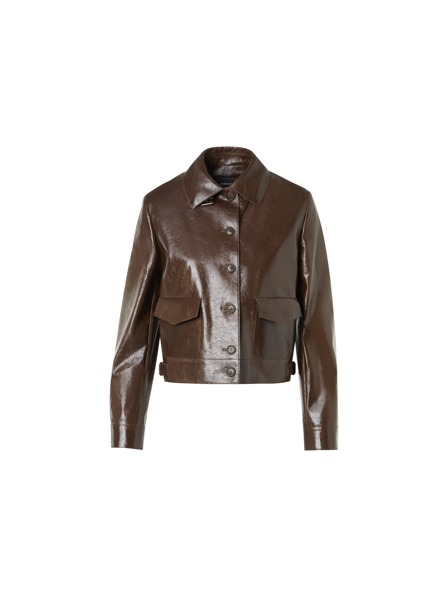 img_eeabebe5-1dfd-42de-8b8d-de289c7b9c4e.png Lacquered Leather Short Jacket - Image 1
