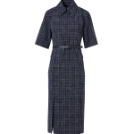 Short-Sleeve Wool-Viscose Tweed Shirt Dress